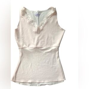 Spanx Tank Cami Shapewear Sz S Light Pink Lace V Neck Slimming Feminine Pretty